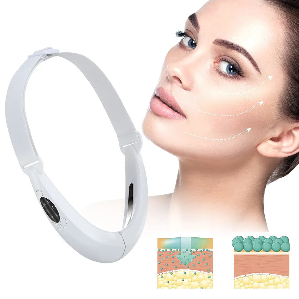 White facial lifting instrument with dual light therapy and handheld design for home use