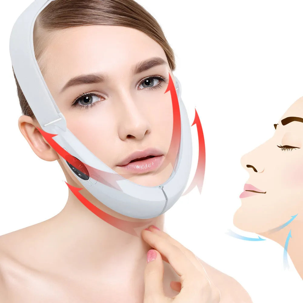 White facial lifting instrument with dual light therapy and handheld design for home use