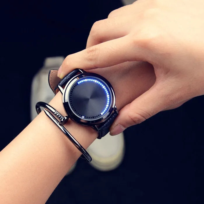Men's digital watch with electronic movement and blue light digital display in black or white casual style