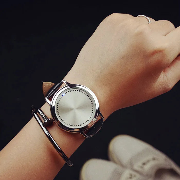 Men's digital watch with electronic movement and blue light digital display in black or white casual style