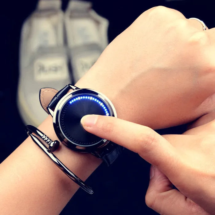Men's digital watch with electronic movement and blue light digital display in black or white casual style