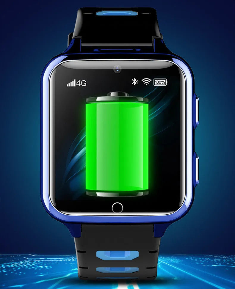 Children's Android smart watch with 1.54-inch screen and camera in black, blue, or pink colours