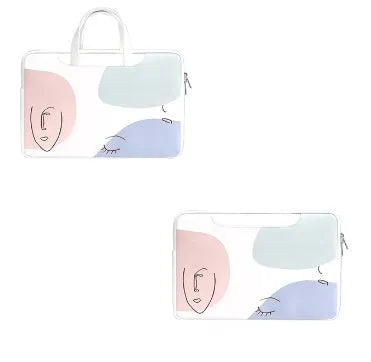 Blue waterproof PU leather laptop bag for 15.6 inch notebooks with zipper and soft handle