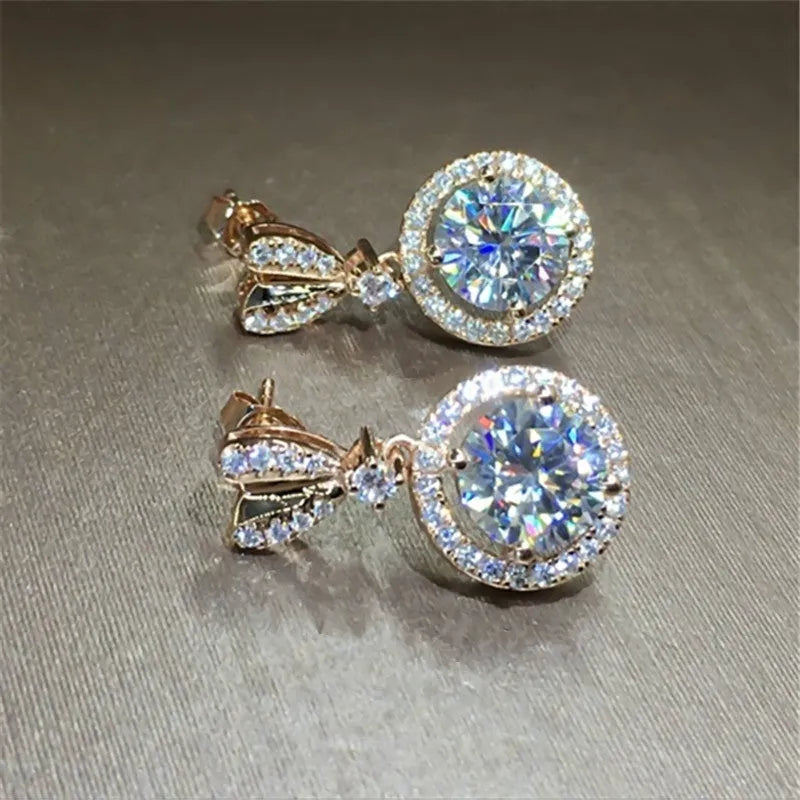 Bohemian round dangle earrings for women, copper with zircon stone and electroplate finish, one size fits all, picture colour