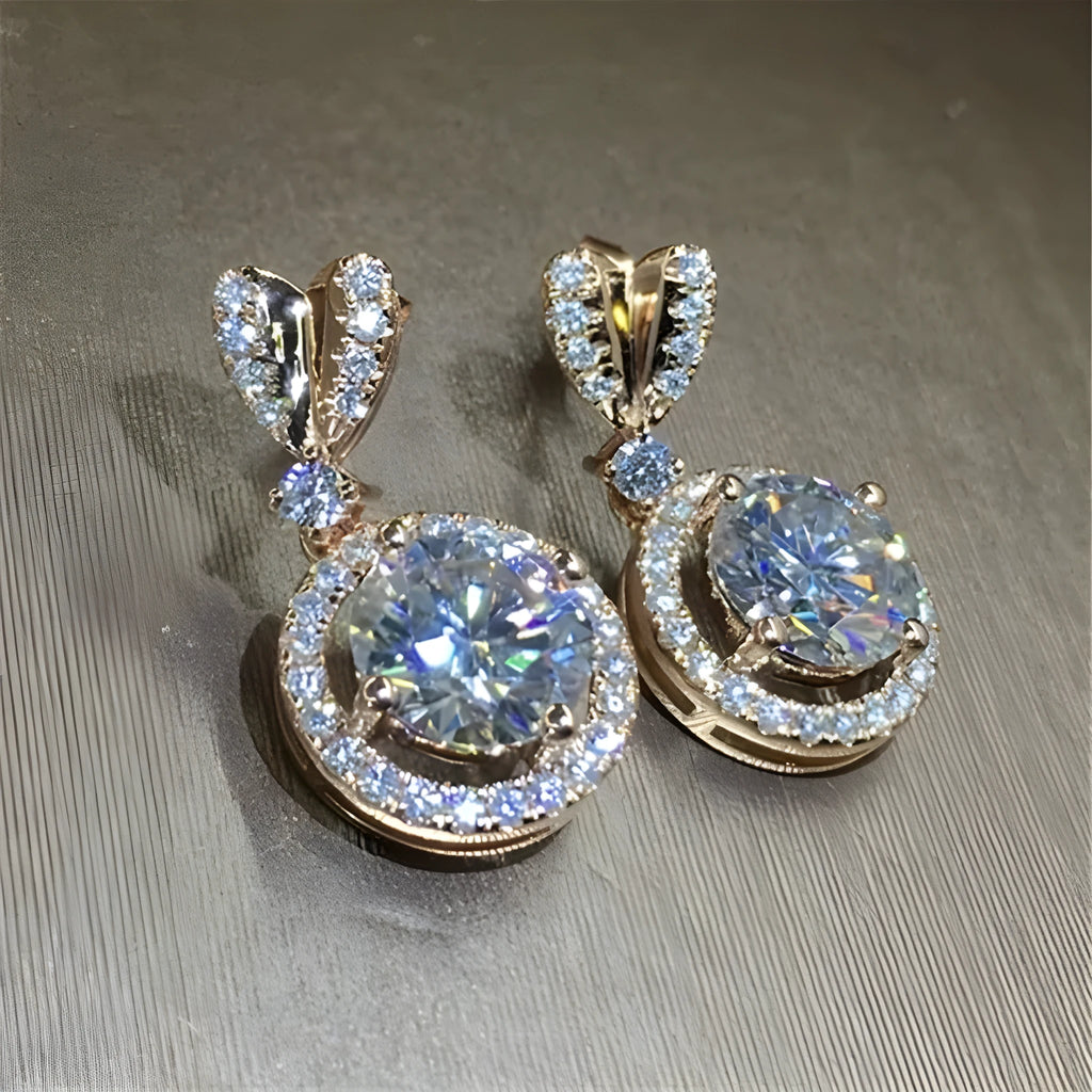 Bohemian round dangle earrings for women, copper with zircon stone and electroplate finish, one size fits all, picture colour