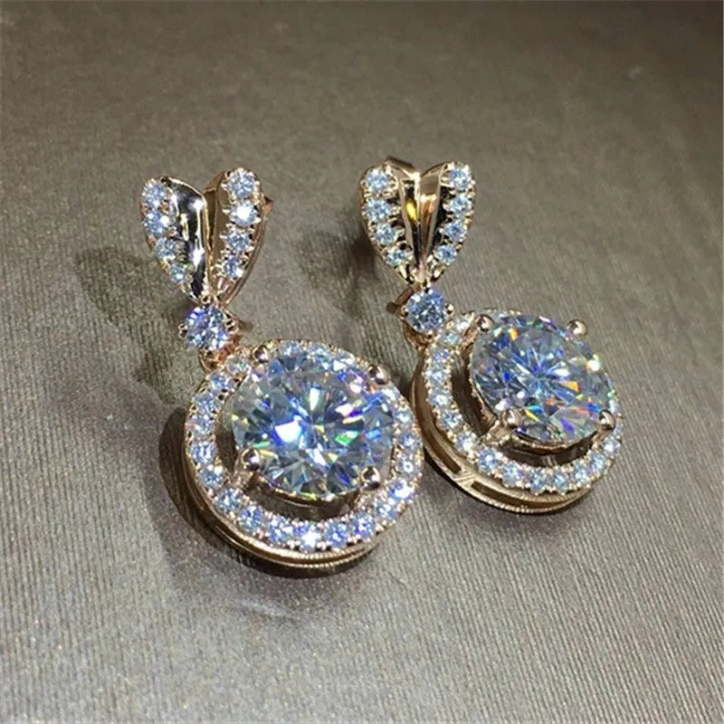 Bohemian round dangle earrings for women, copper with zircon stone and electroplate finish, one size fits all, picture colour
