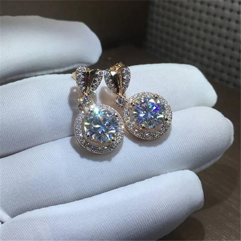 Bohemian round dangle earrings for women, copper with zircon stone and electroplate finish, one size fits all, picture colour