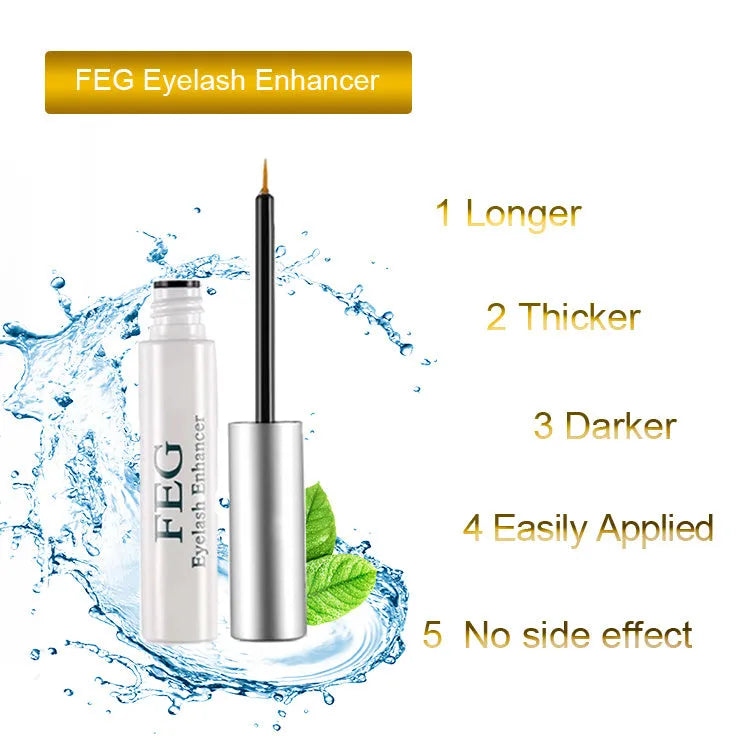 Eyelash growth serum 3ml bottle with brush applicator transparent colourless liquid herbal formula