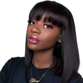 10 inch human hair wig for Black women in natural black colour with full machine construction