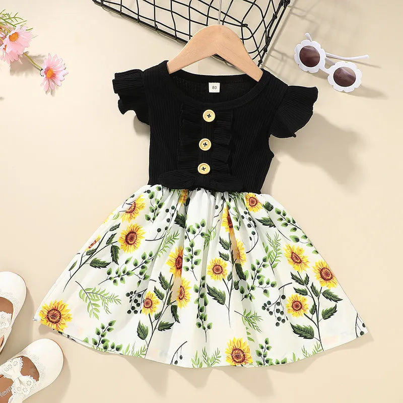 Lightweight sleeveless summer dress for toddler girl in woven fabric