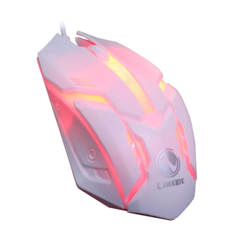 Wired luminous USB computer mouse in black or white with glowing effect and 1.3 metre cable