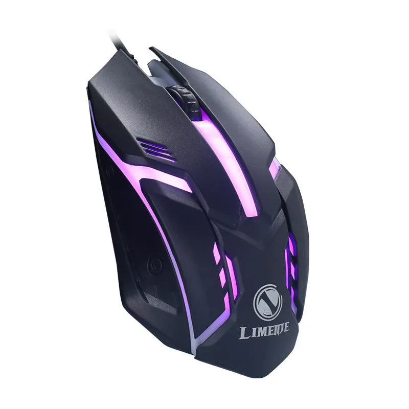 Wired luminous USB computer mouse in black or white with glowing effect and 1.3 metre cable