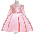 Girls' lace-trimmed dress in polyester fibre available in multiple colours and sizes 3T-10T