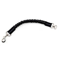 Reflective elastic dog leash extension in black nylon with adjustable buckle