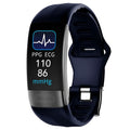 Smart bracelet with ECG heart rate blood pressure blood oxygen body temperature monitoring in black with touch screen on wrist