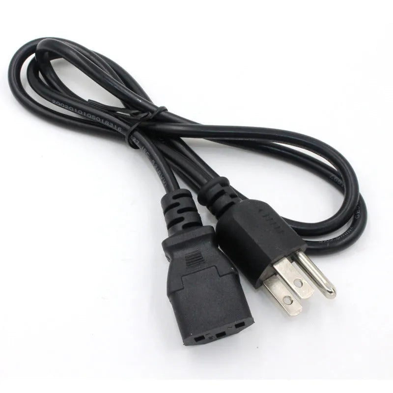 Black American standard three-pin power cord with PVC sheath measuring 1.2 metres in length