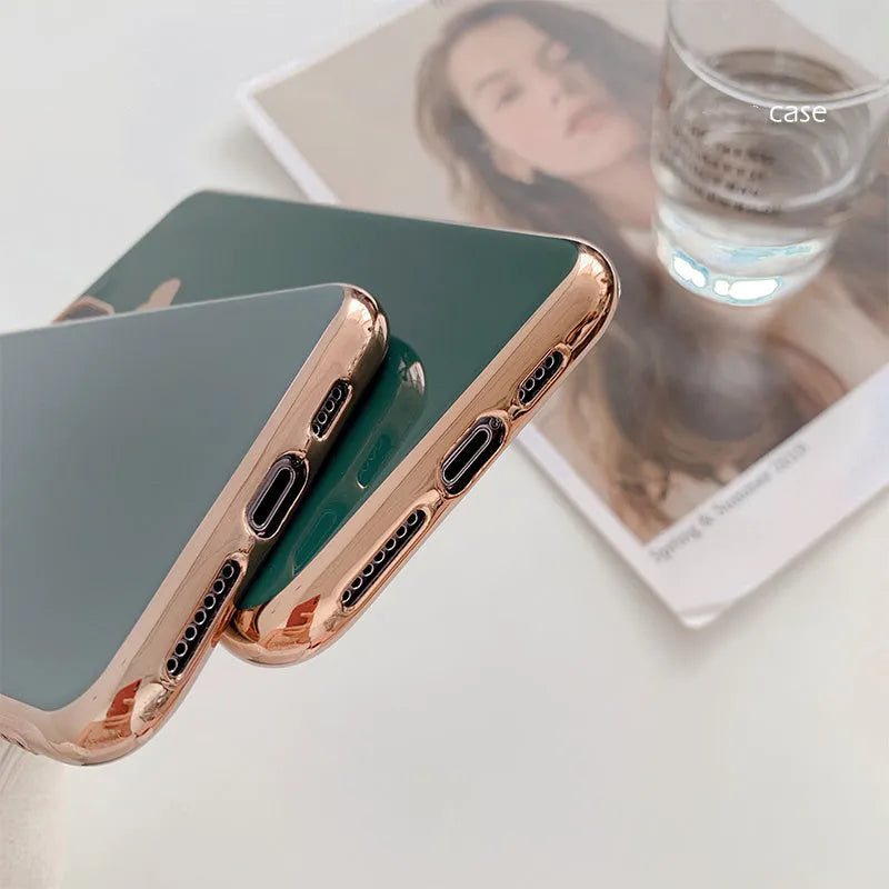 Solid colour TPU phone case for iPhone models showing precise camera and port cutouts