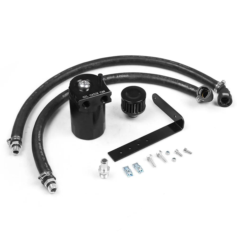Aluminum alloy oil separator for Ford Expedition in choice of black, red, blue, or silver.