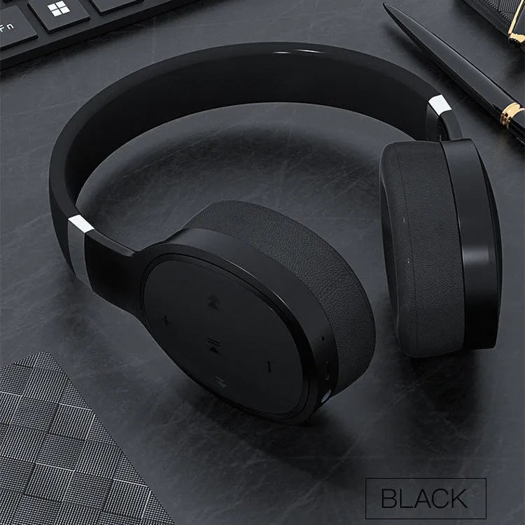 Wireless Bluetooth headset with 40mm ear cups and padded headband, available in Black