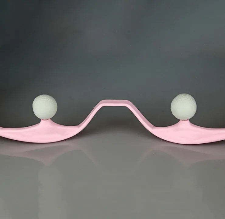Plastic swan-shaped hand roller neck massager in pink colour with adjustable bracket and 3D massage points.