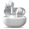 Pro4 wireless Bluetooth earbuds in black and white with charging case and cable