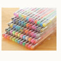 100 gel pens in multiple colours showing 0.5mm and 1mm tips with plastic barrels