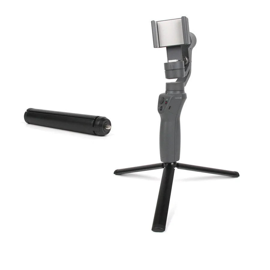 Black aluminium mobile phone tripod with stabiliser compatible with iPhone smartphones