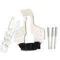 Silver mini electric chain grinding machine with metal band saw blade for sharpening