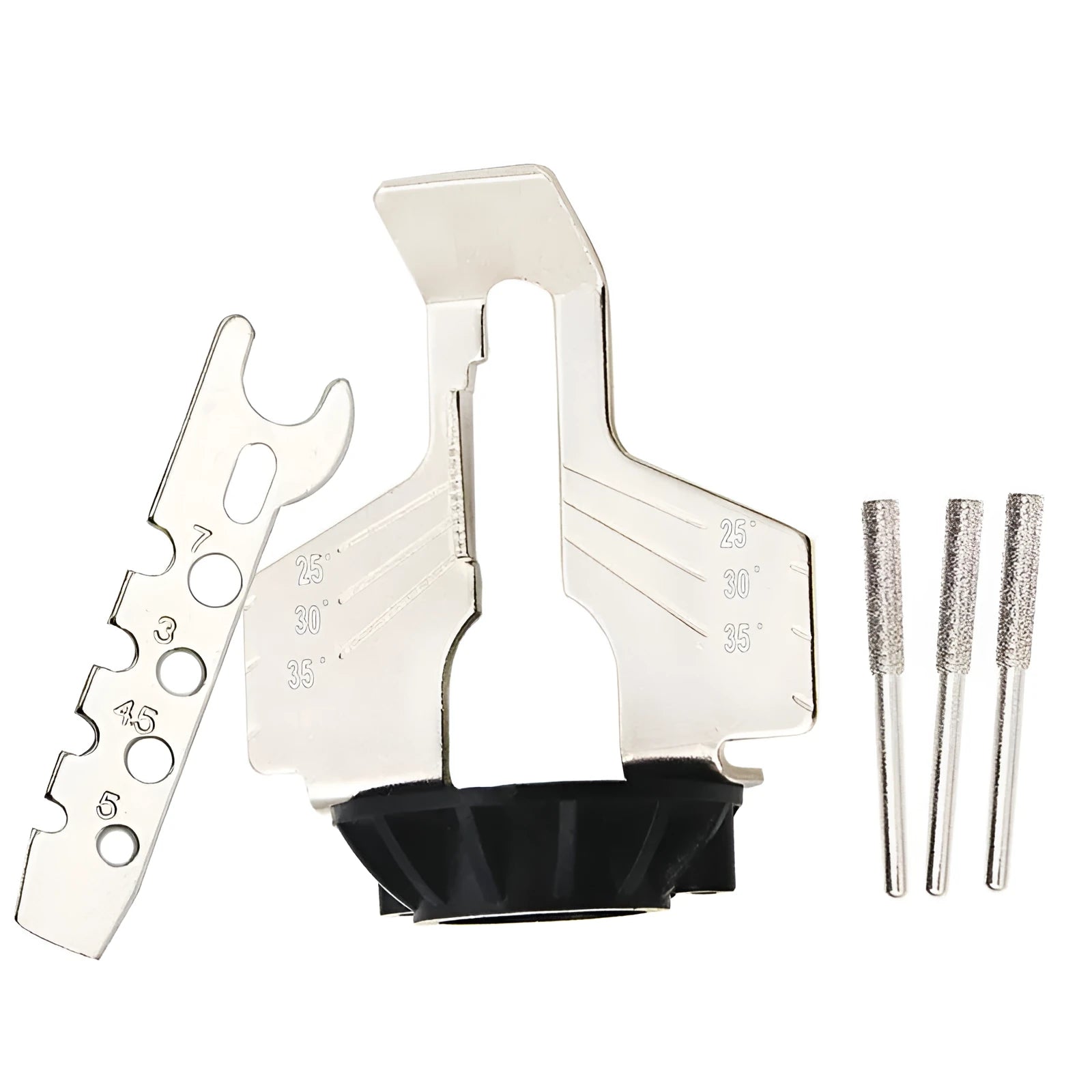 Silver mini electric chain grinding machine with metal band saw blade for sharpening