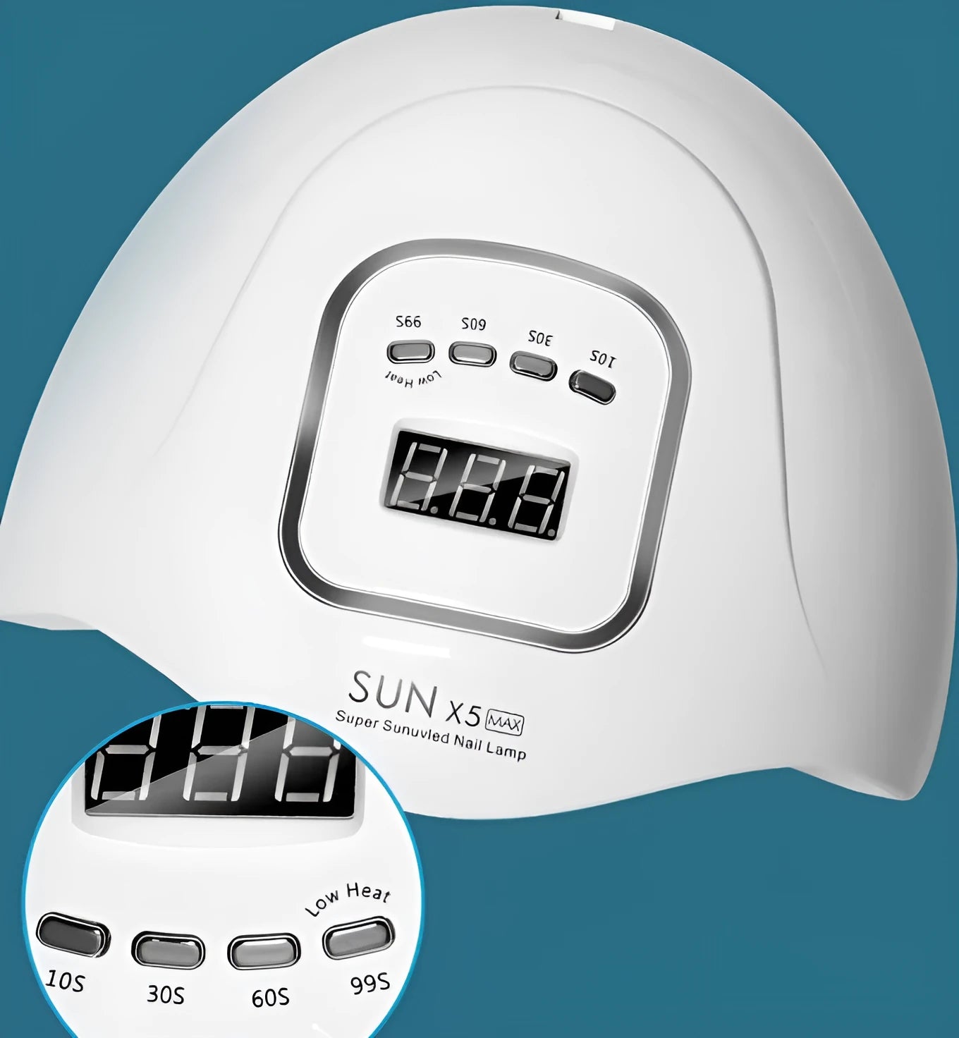 White nail polish baking lamp dryer with dual UV LED light source and control panel