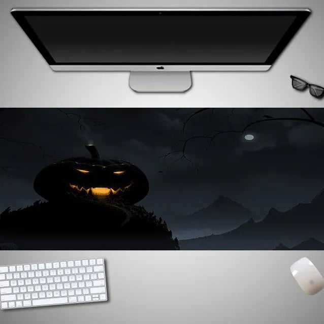 Oversized Halloween mouse pad with rubber cloth surface and non-slip backing in large gaming dimensions