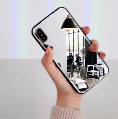 Black mirror iPhone case for iPhone X and iPhone 7/8 Plus models with TPU and PC construction