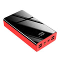 Large black or red 40000mAh portable power bank with LCD display showing battery level.