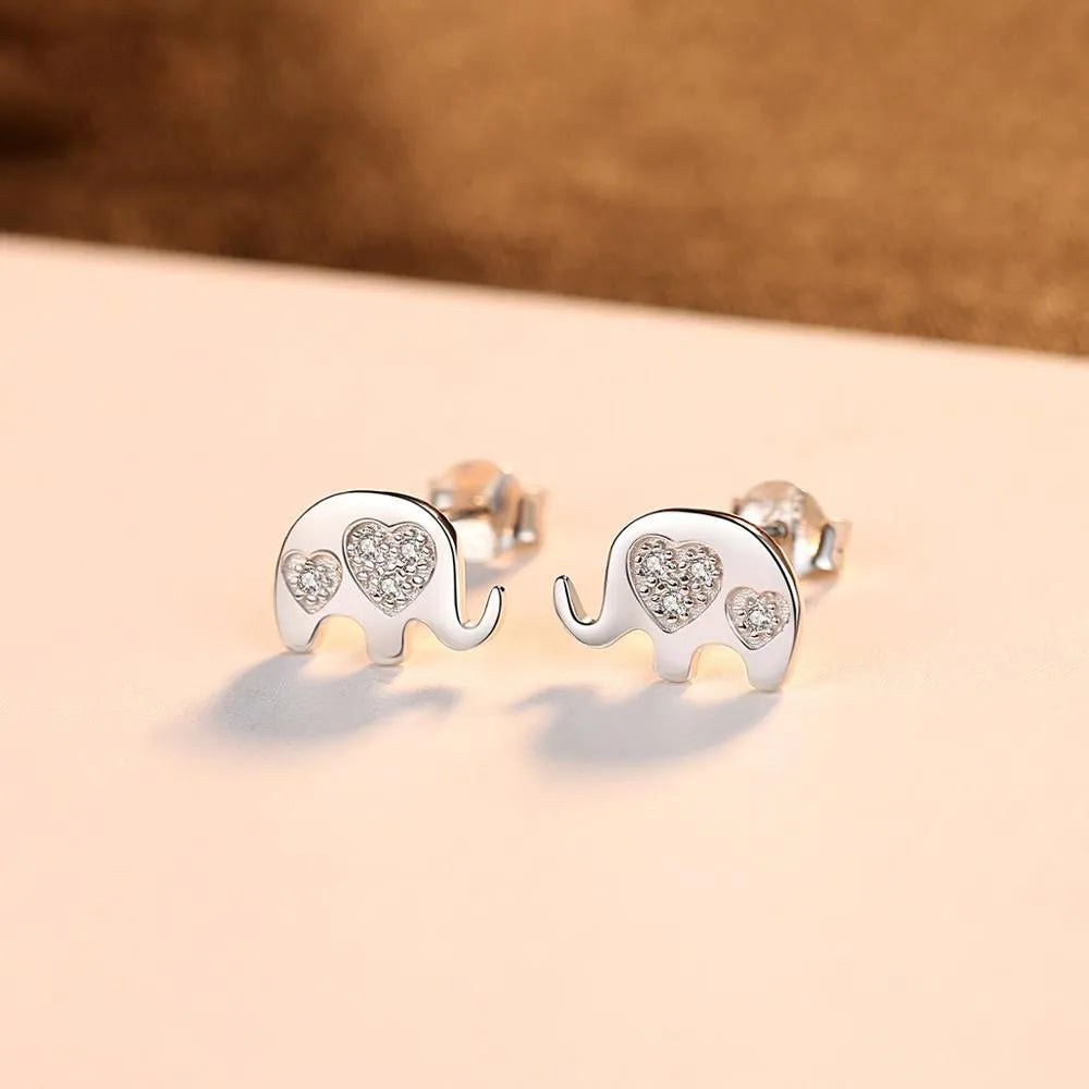 Geometric Korean silver earrings with gem setting, gold finish, 0.6x0.9cm size on a white background