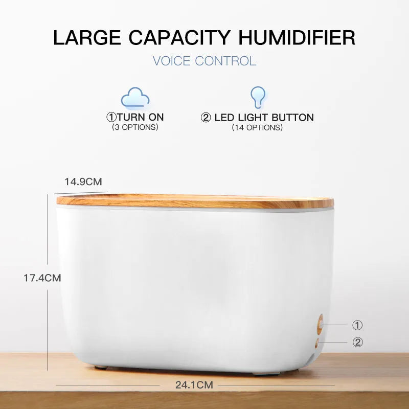 GX-22K household aromatherapy humidifier with night light on wooden surface