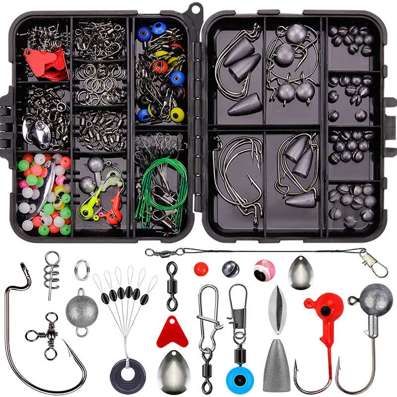 Weihe 257-piece fishing lure accessories set in orange ABS storage box