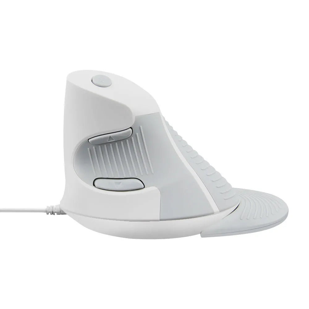 Black and white ergonomic vertical wired mouse for desktop computers