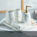 Ceramic bathroom wash set in light luxury style, decal process, high temperature fired porcelain, black colour, five pieces