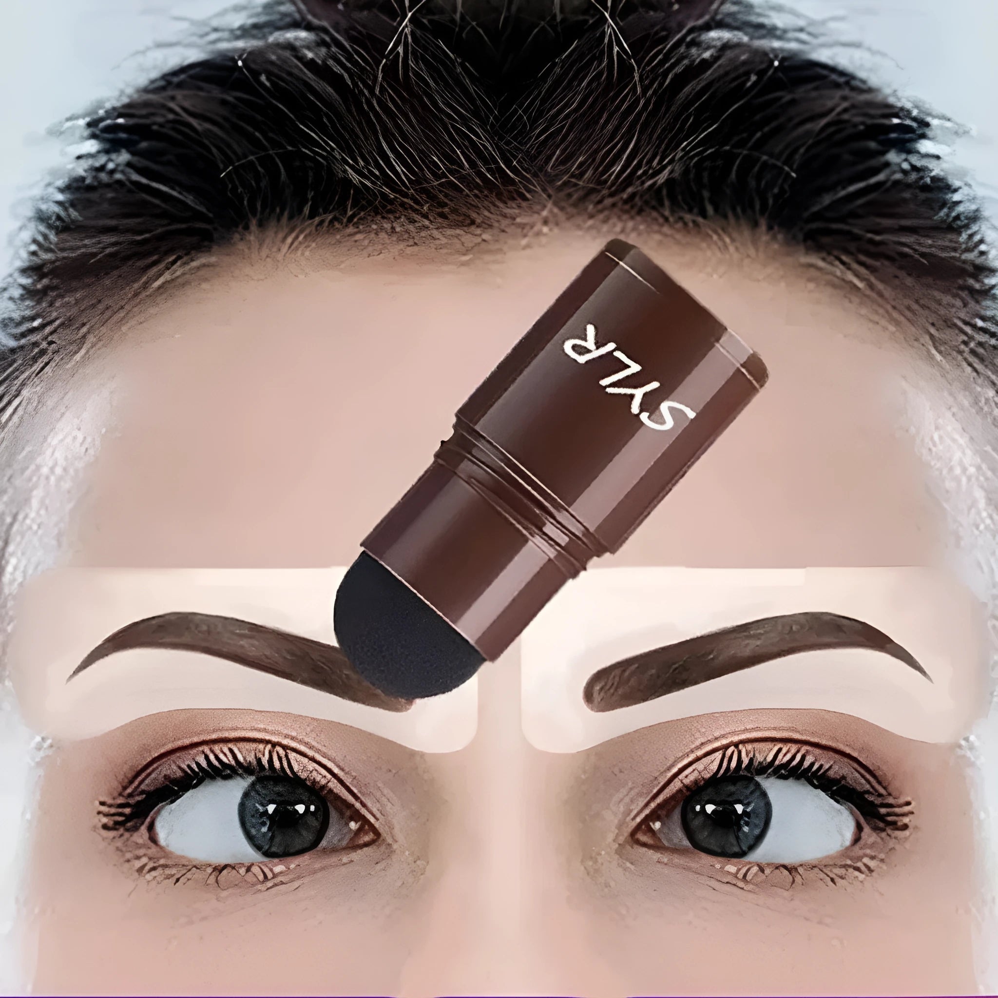 Professional eyebrow stamp kit with waterproof brown cream in compact 2g packaging for brow shaping