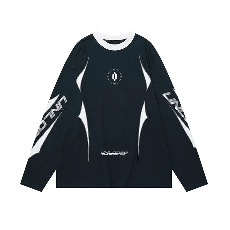 Grey khaki cotton pullover with drop shoulder sleeves and printed letter pattern