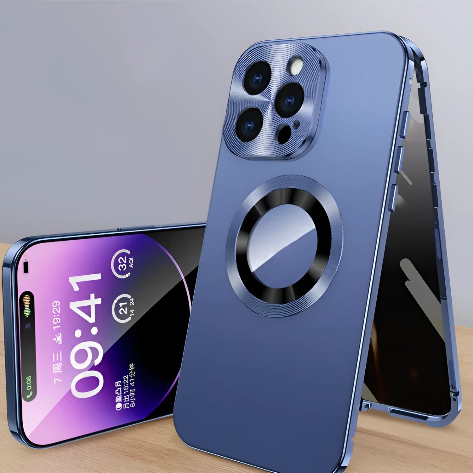 Magnetic phone case with metal anti-peep clip in black for iPhone 15 Pro Max alloy plastic build