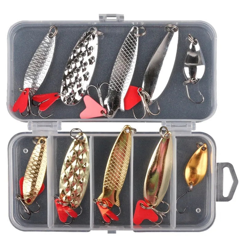 False bait lure pineapple box with metal sequins in gold and silver colours for fishing