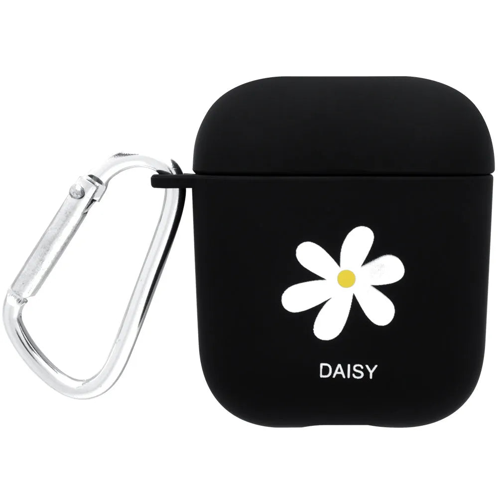 Black and pink AirPods protective case covers with decorative flower, love, smiley face designs
