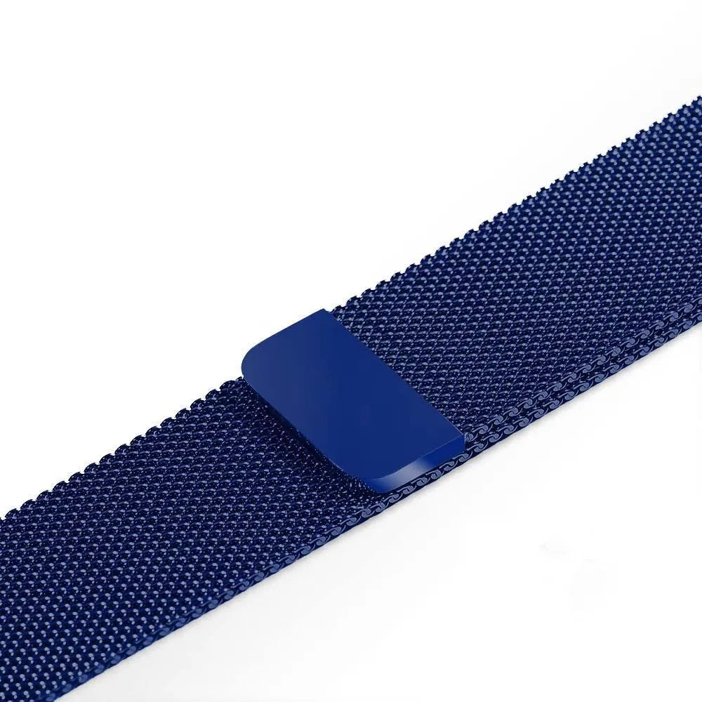 Stainless steel watch strap in silver, shown fitting a watch with a 42mm case.