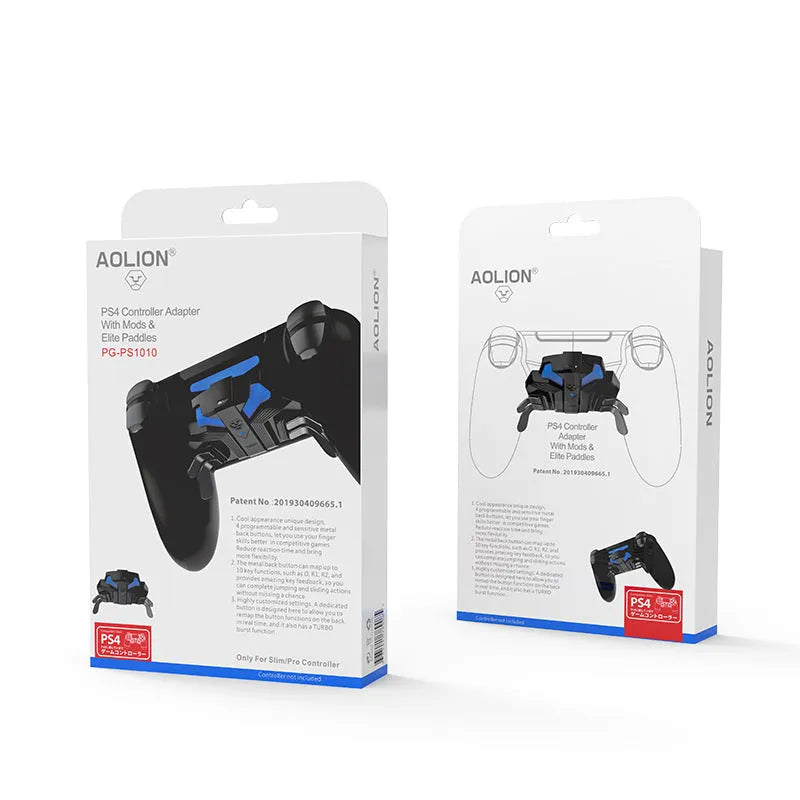 Black PS4 controller back button attachment with two programmable paddles and 3-metre connection cable