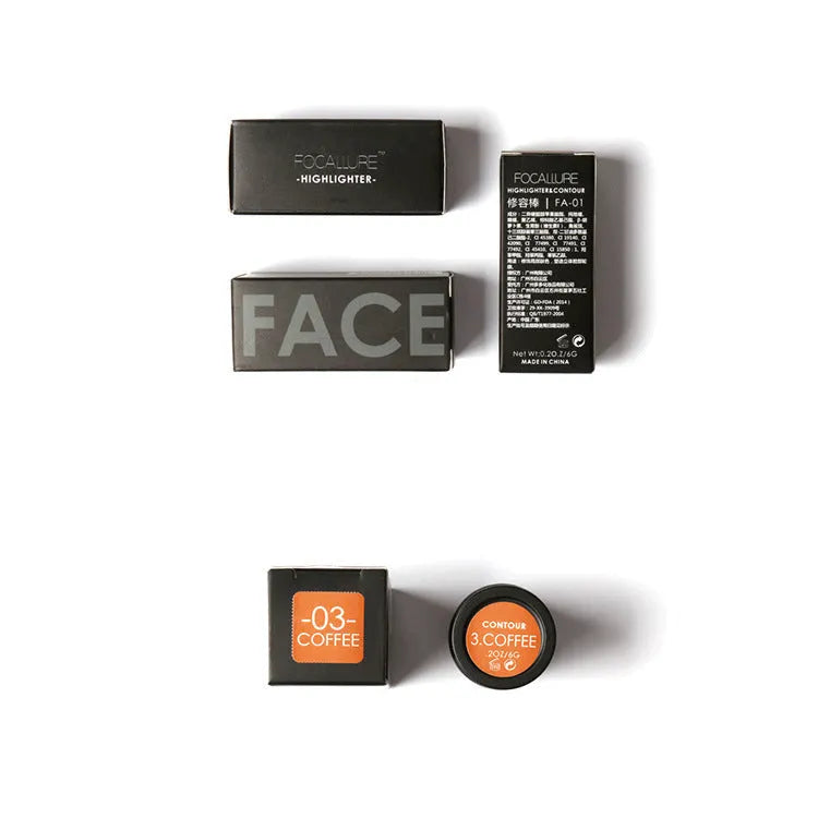 Cream face contour highlighter makeup pot in one of four available shades A, B, C, or D