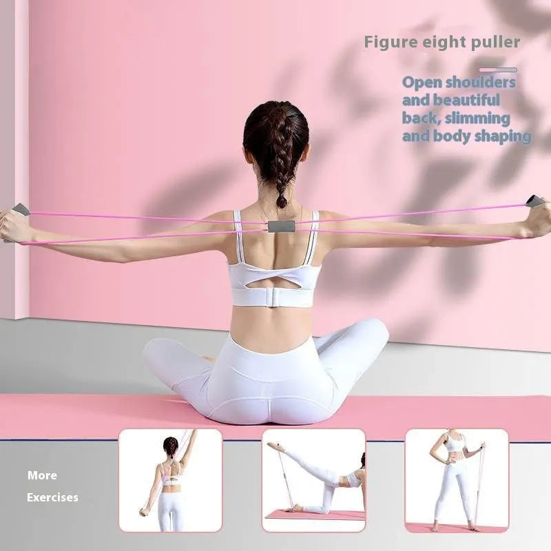 Yoga four-piece fitness set with leg stretcher, ring, pedal device, and tension rope
