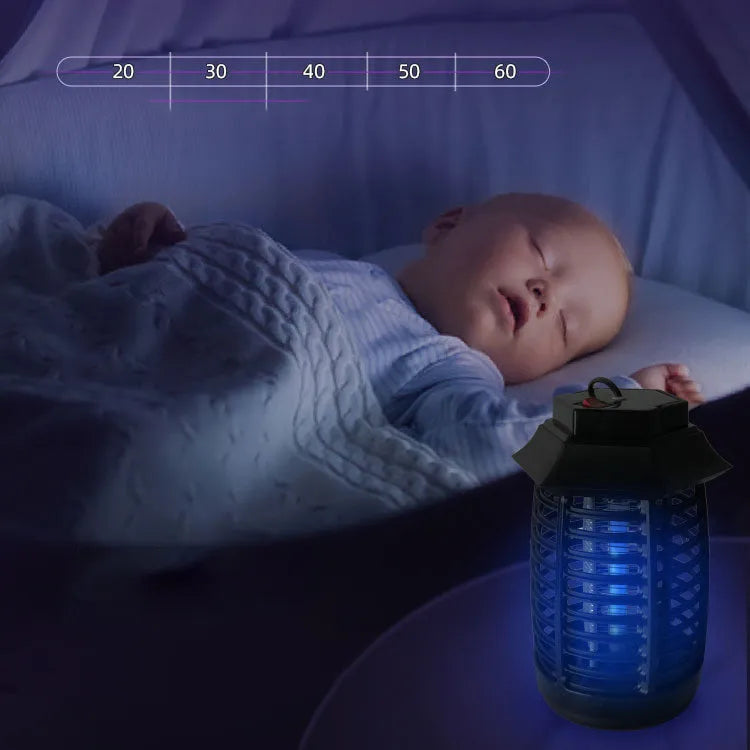Black aromatherapy mosquito lamp with UV or LED tube options for insect control in rooms under 16 square metres