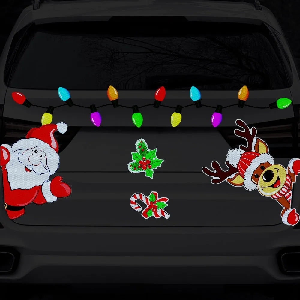 Christmas elk cartoon design reflective magnetic sticker in medium size