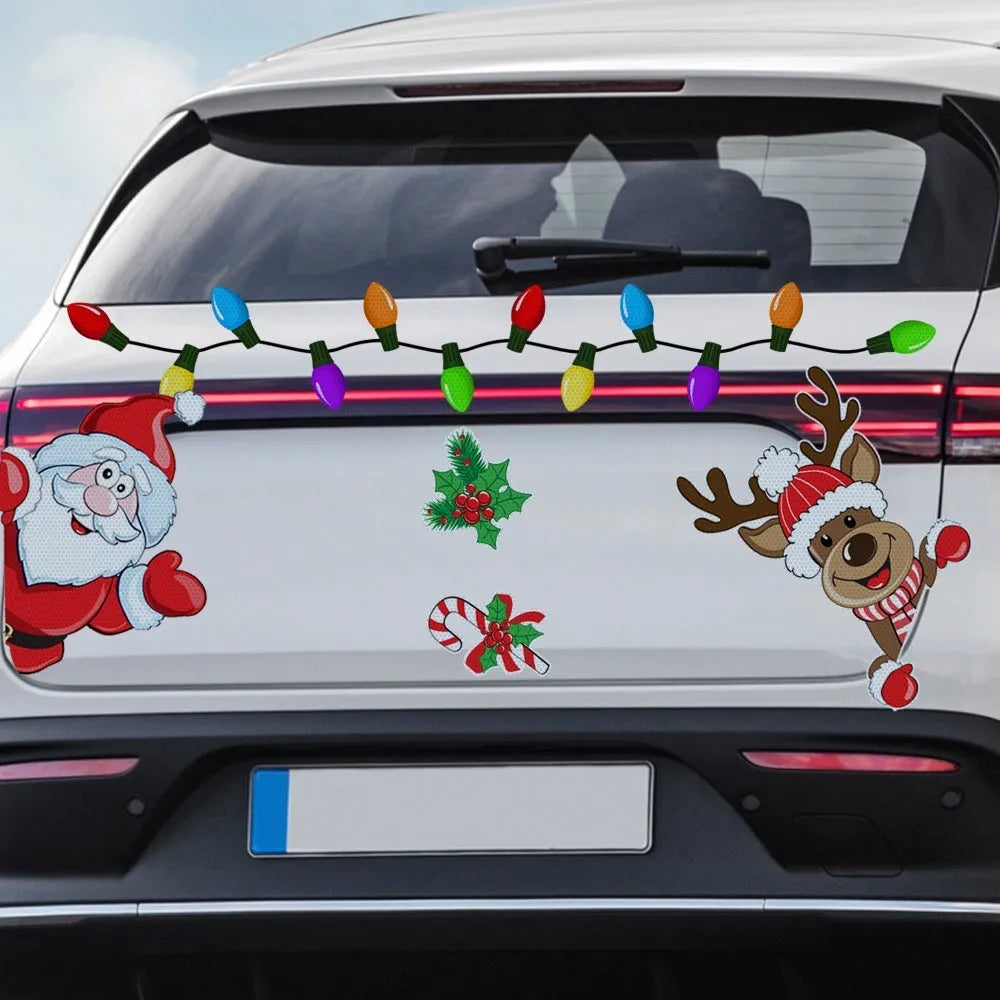 Christmas elk cartoon design reflective magnetic sticker in medium size